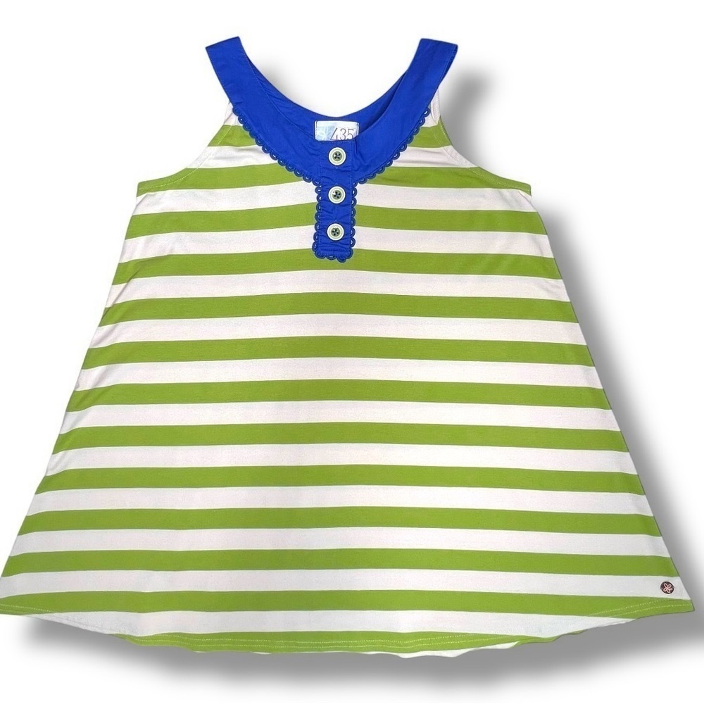 Matilda Jane Girls Size 12 Striped Swing Tank Top Green Blue NWOT